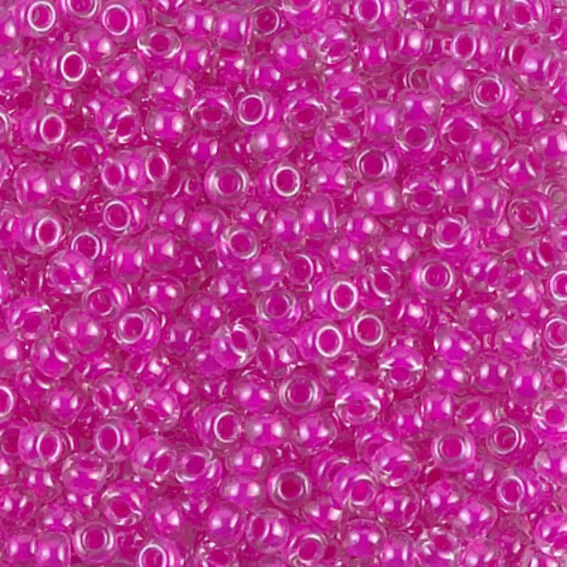 Miyuki 8/0 Seed Beads, 8-0209, Fuchsia Lined Crystal, 10g - The Argus Collection