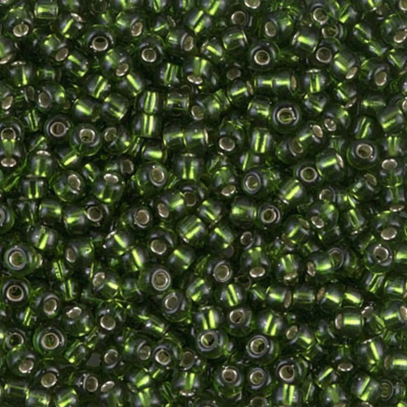 Miyuki 8/0 Seed Beads, 8-0026, Olive Silver Lined, 10g - The Argus Collection