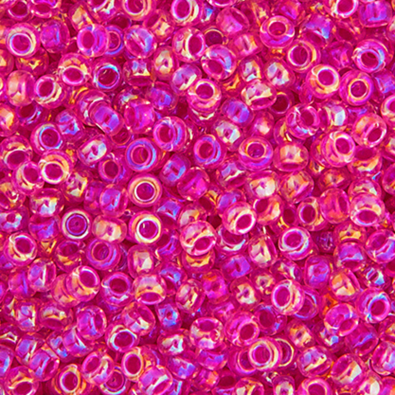 Miyuki 8/0 Seed Beads, 8-335, Crystal Hot Pink Lined AB, 10g