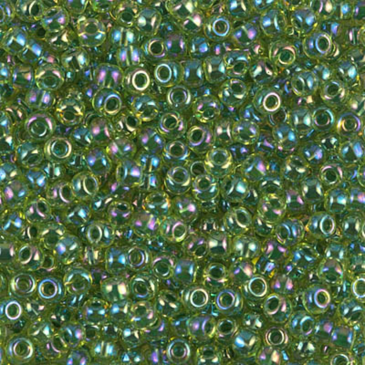Miyuki 8/0 Seed Beads, 8-0341, Green Lined Chartreuse AB, 10g - The Argus Collection