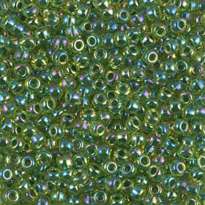 Miyuki 8/0 Seed Beads, 8-0341, Green Lined Chartreuse AB, 10g - The Argus Collection