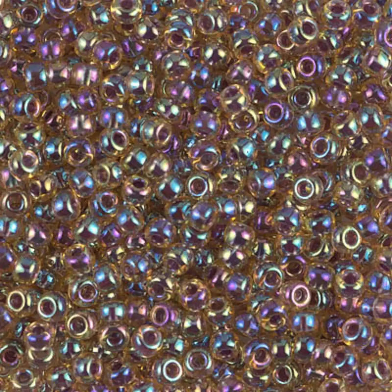 Miyuki 8/0 Seed Beads, 8-0342, Berry Lined Light Topaz AB, 10g - The Argus Collection