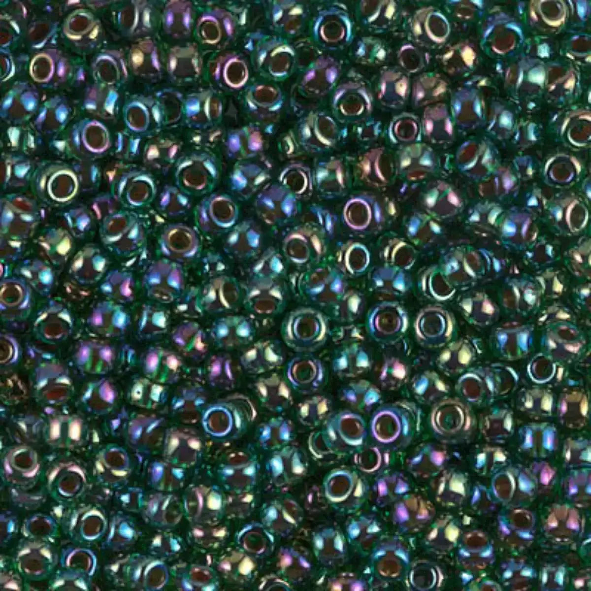 Miyuki 8/0 Seed Beads, 8-0344, Fuchsia Lined Light Emerald AB, 10g - The Argus Collection