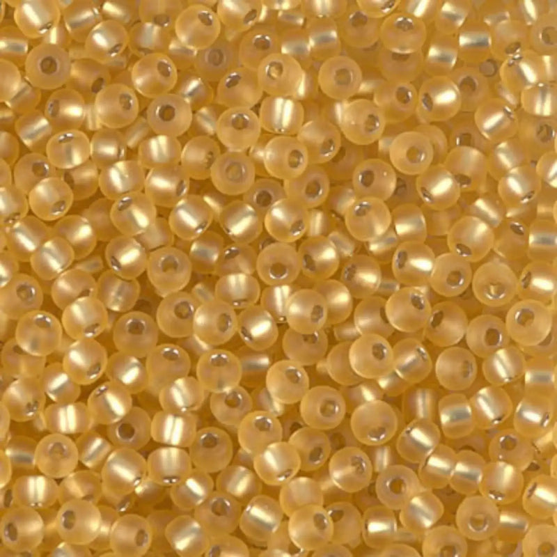 Miyuki 8/0 Seed Beads, 8-003F, Gold Matte Silver Lined, 10g - The Argus Collection