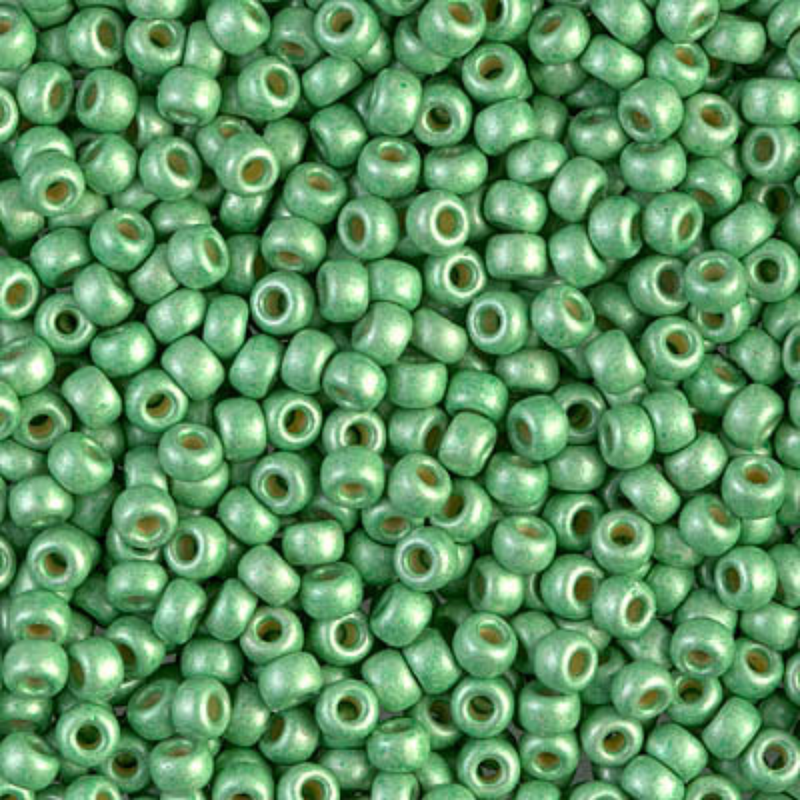 Miyuki 8/0 Seed Beads, 8-4214F, Duracoat Matte Galvanized Dark Mint Green, 10g - The Argus Collection