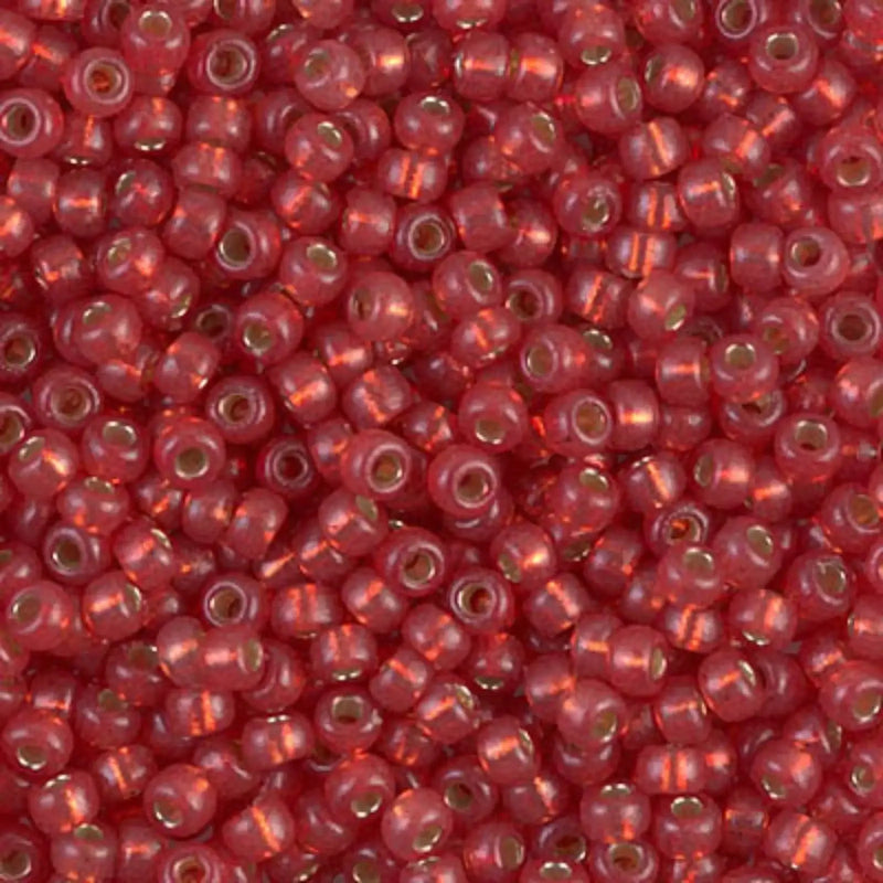 Miyuki 8/0 Seed Beads, 8-4234, Watermelon Silver Lined Duracoat, 10g - The Argus Collection
