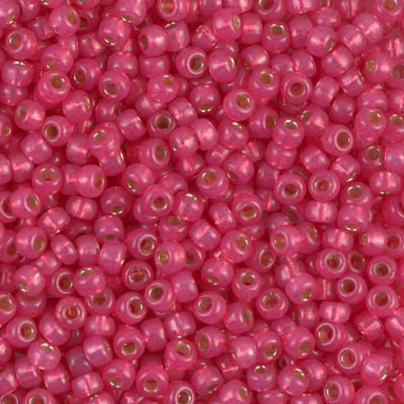 Miyuki 8/0 Seed Beads, 8-4239, Hot Pink Silver Lined Duracoat, 10g - The Argus Collection
