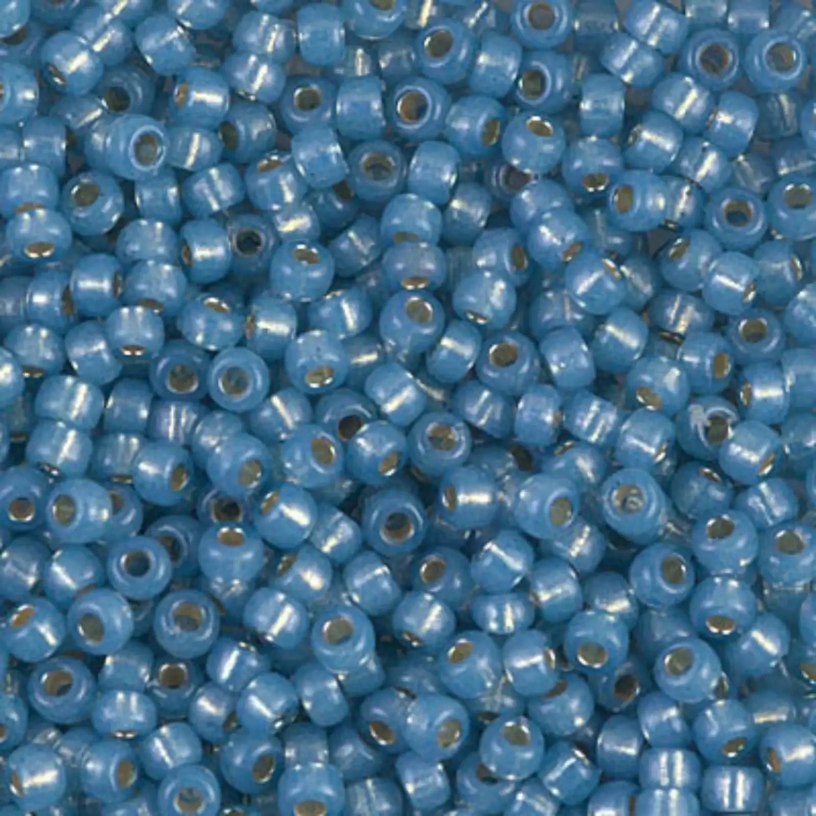 Miyuki 8/0 Seed Beads, 8-4242, Aqua Duracoat Silver lined, 10g - The Argus Collection