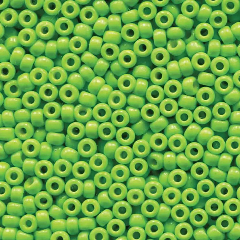 Miyuki 8/0 Seed Beads, 8-4471, Duracoat Opaque Neon Green, 10g - The Argus Collection
