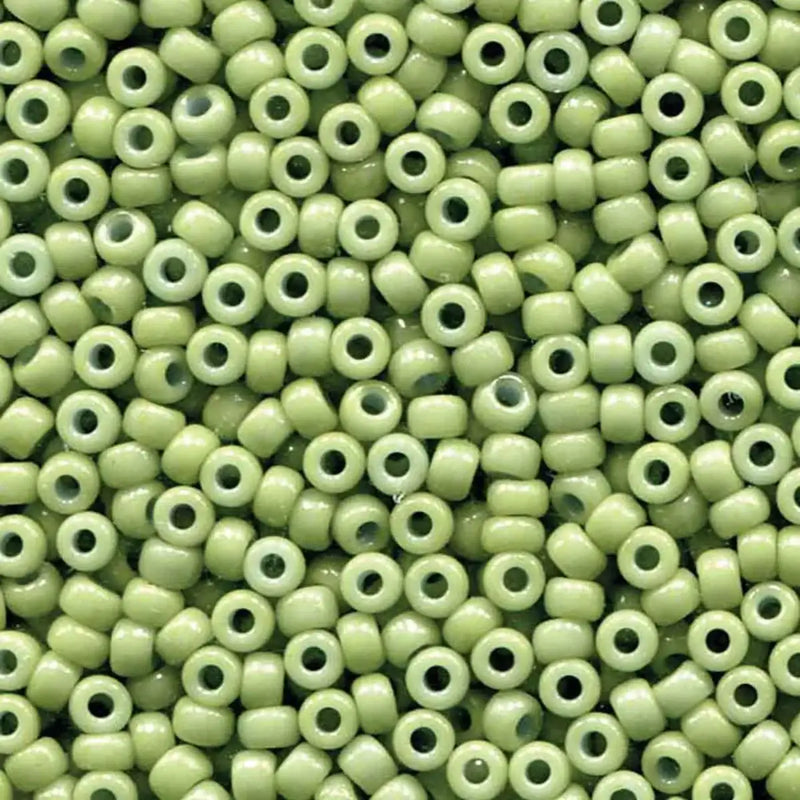 Miyuki 8/0 Seed Beads, 8-4473, Duracoat Opaque Spring Green, 10g - The Argus Collection