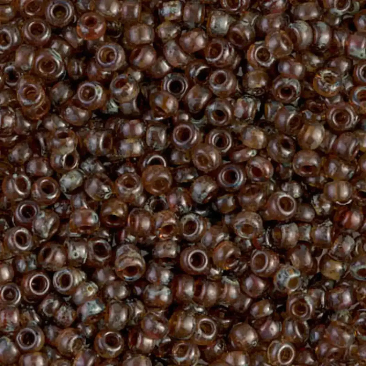 Miyuki 8/0 Seed Beads, 8-4505, Picasso Transparent Light Smoky Topaz, 10g - The Argus Collection