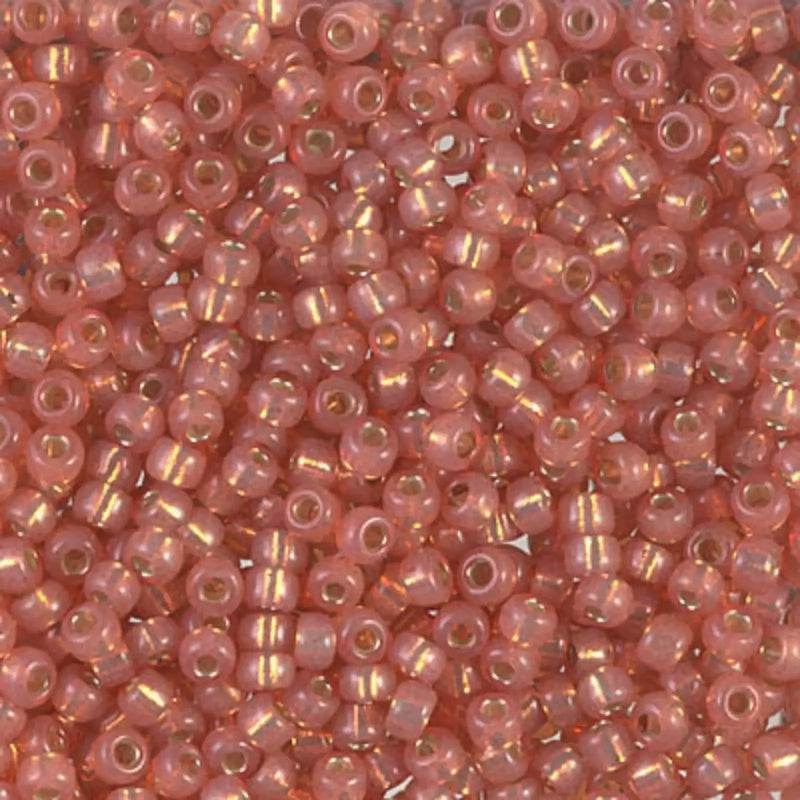Miyuki 8/0 Seed Beads, 8-0553, Dark Peach Silver Lined Alabaster, 10g - The Argus Collection