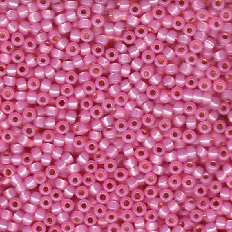 Miyuki 8/0 Seed Beads, 8-0555, Pale Pink Silver Lined Alabaster, 10g - The Argus Collection