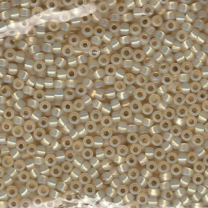 Miyuki 8/0 Seed Beads, 8-0577, Cream Silver Lined Alabaster, 10g - The Argus Collection