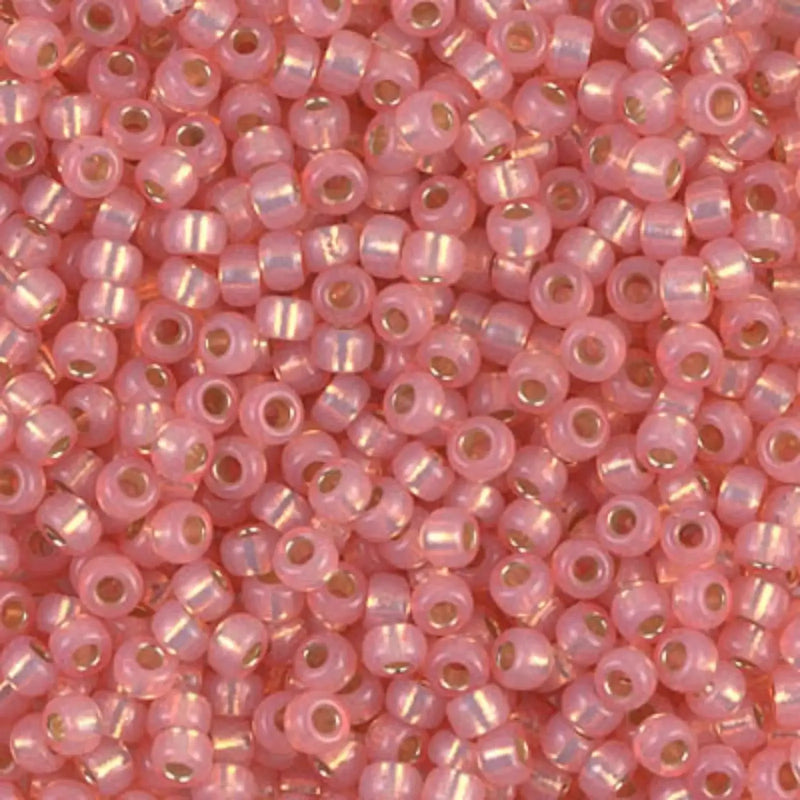 Miyuki 8/0 Seed Beads, 8-0642, Salmon Silver Lined Alabaster, 10g - The Argus Collection