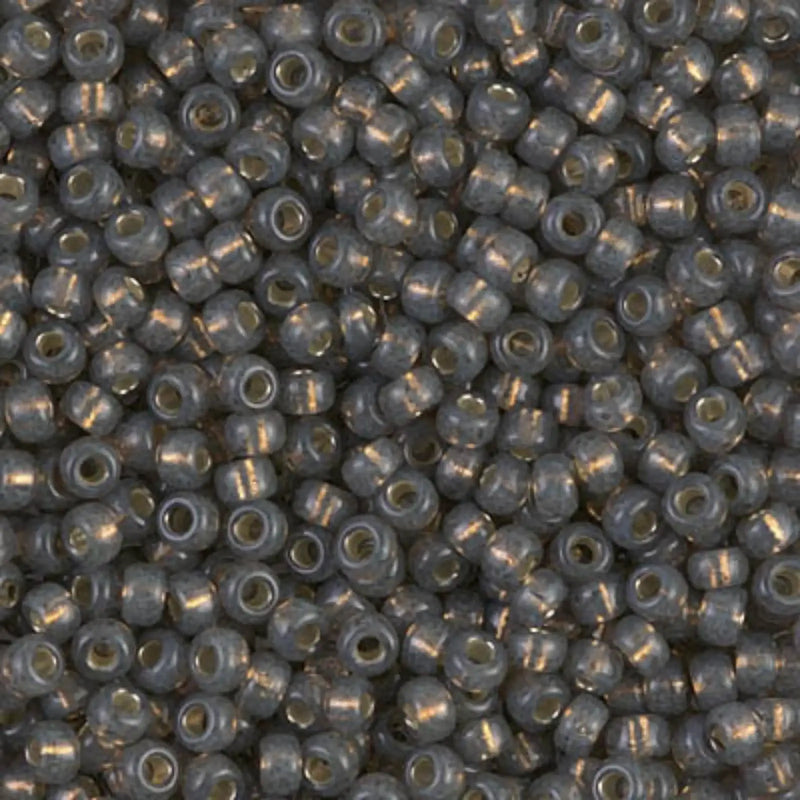 Miyuki 8/0 Seed Beads, 8-0650, Gray Silver Lined Alabaster, 10g - The Argus Collection