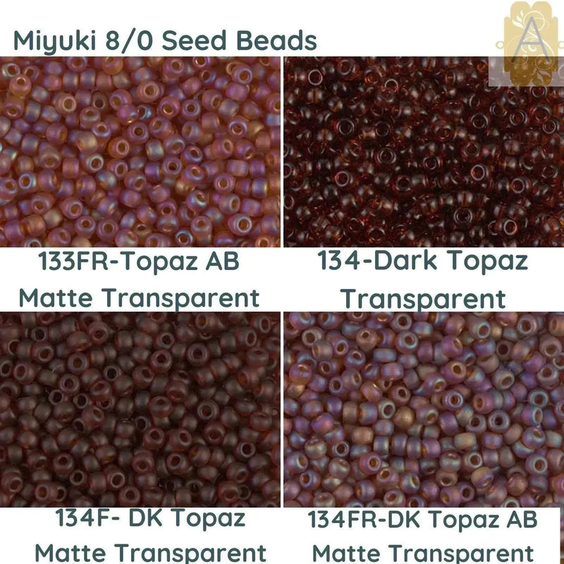 8/0 Miyuki Seed beads 10 g, 133FR, 134, 134F, 134FR - The Argus Collection