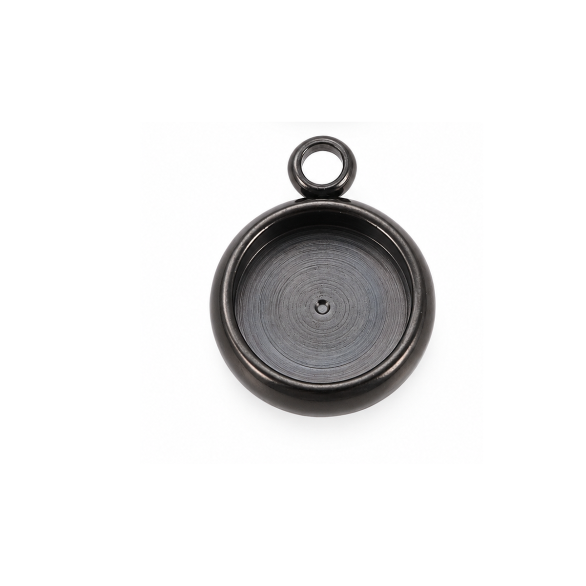 8mm cabochon setting pendant in black finish on white background