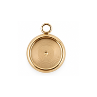 8mm cabochon setting pendant in gold finish on white background