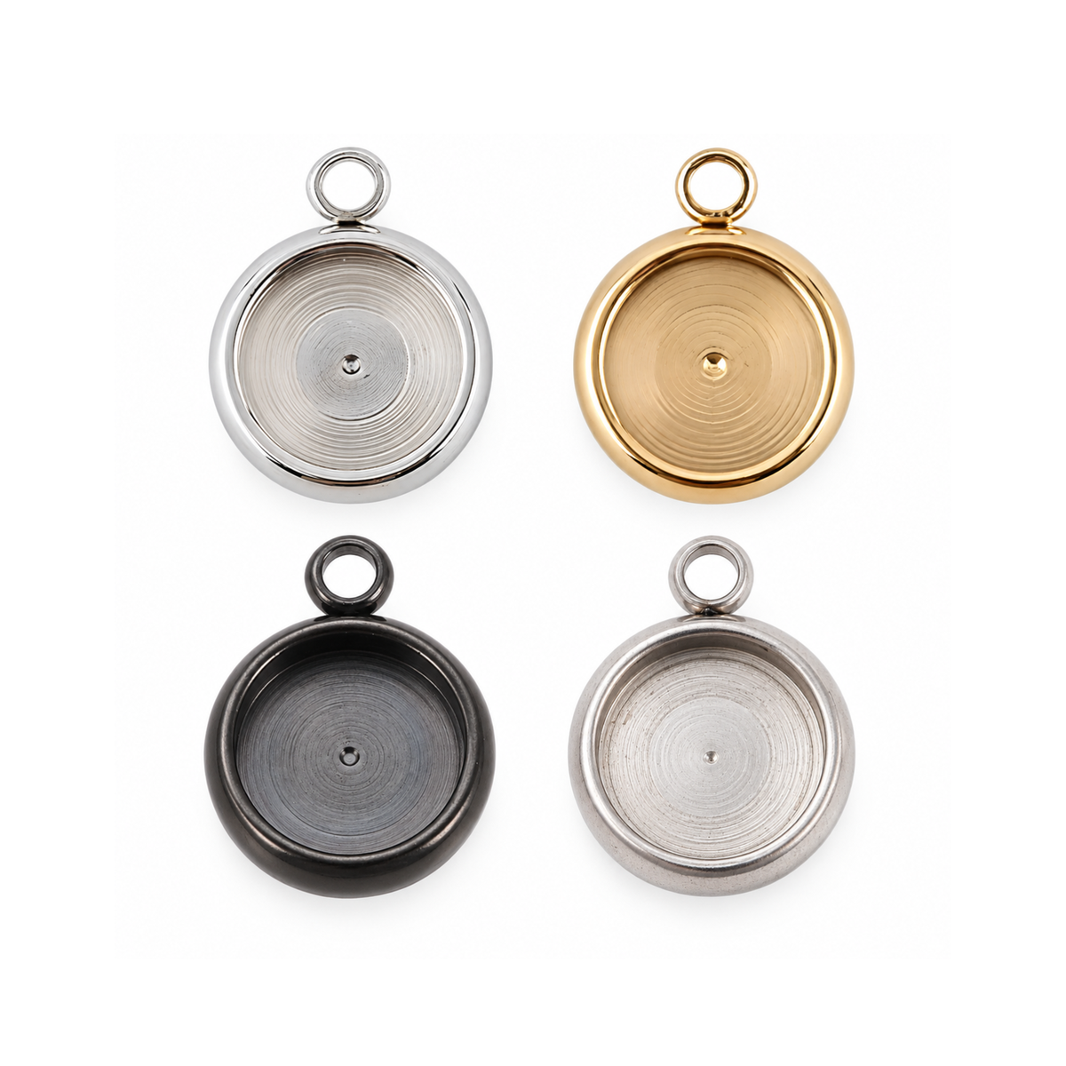 8mm cabochon setting flatback bezel tray pendants in four finishes