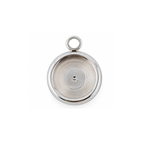 8mm cabochon setting pendant in silver-toned finish on white background