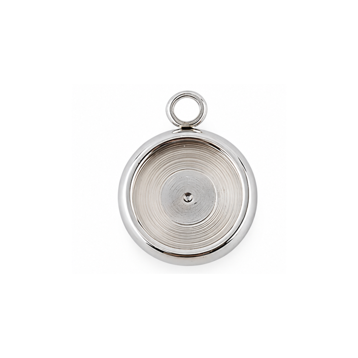 8mm cabochon setting pendant in silver-toned finish on white background