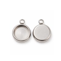 8mm stainless steel cabochon setting pendant showing front bezel tray and smooth back
