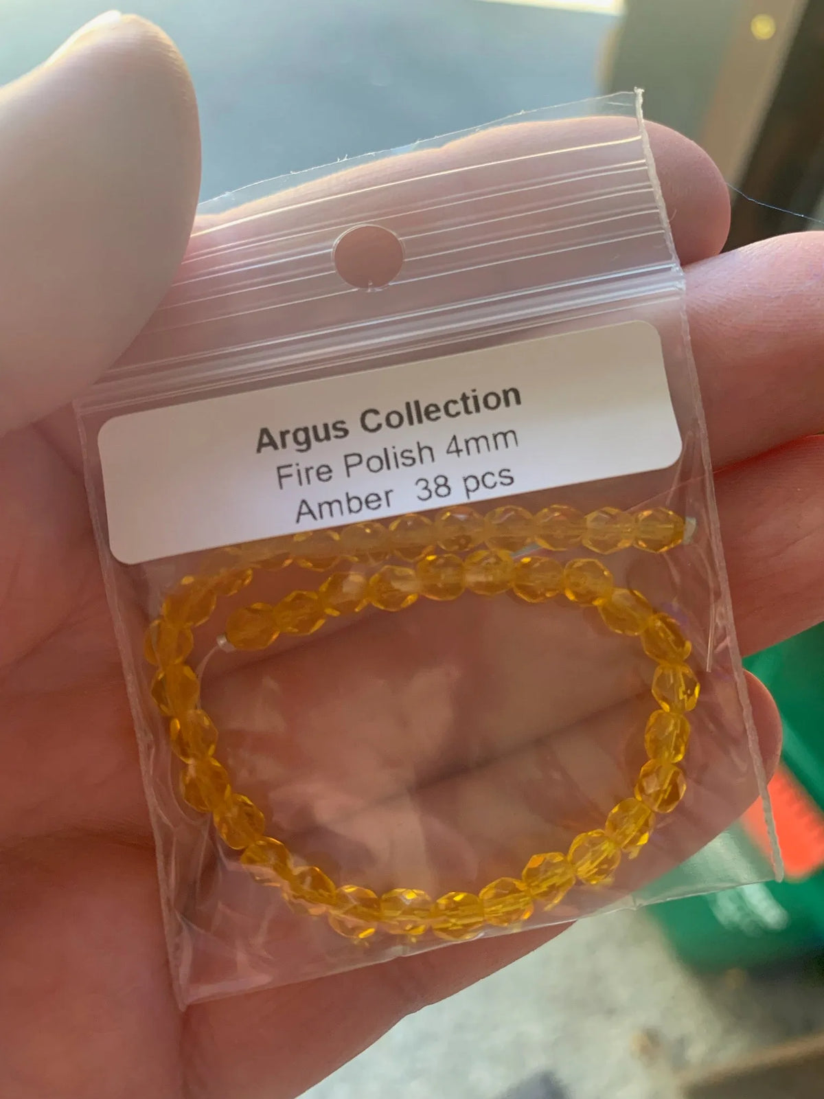 Fire Polish Beads, 4mm, Yellow Amber, 38 pieces - The Argus Collection