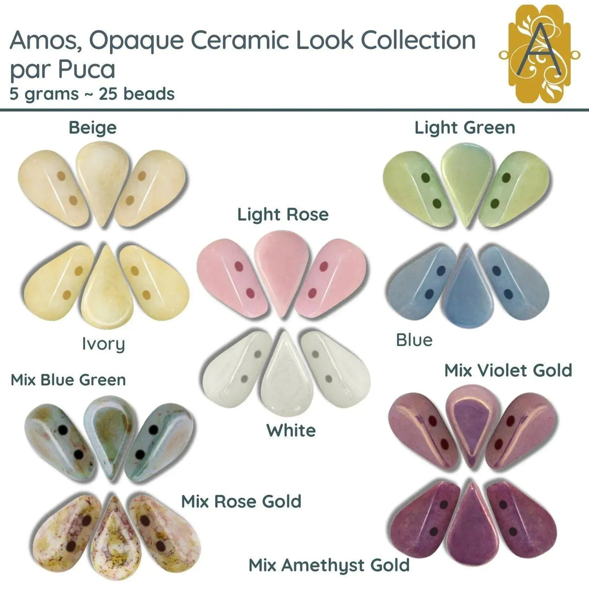 Amos par Puca, 5grams, Ceramic Look Collection, 10 colors - The Argus Collection