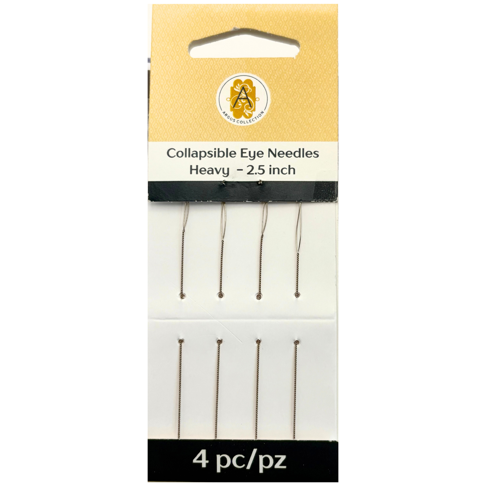 Argus Collapsible Eye Needles, 6.4mm (2.5"), 4 Pack