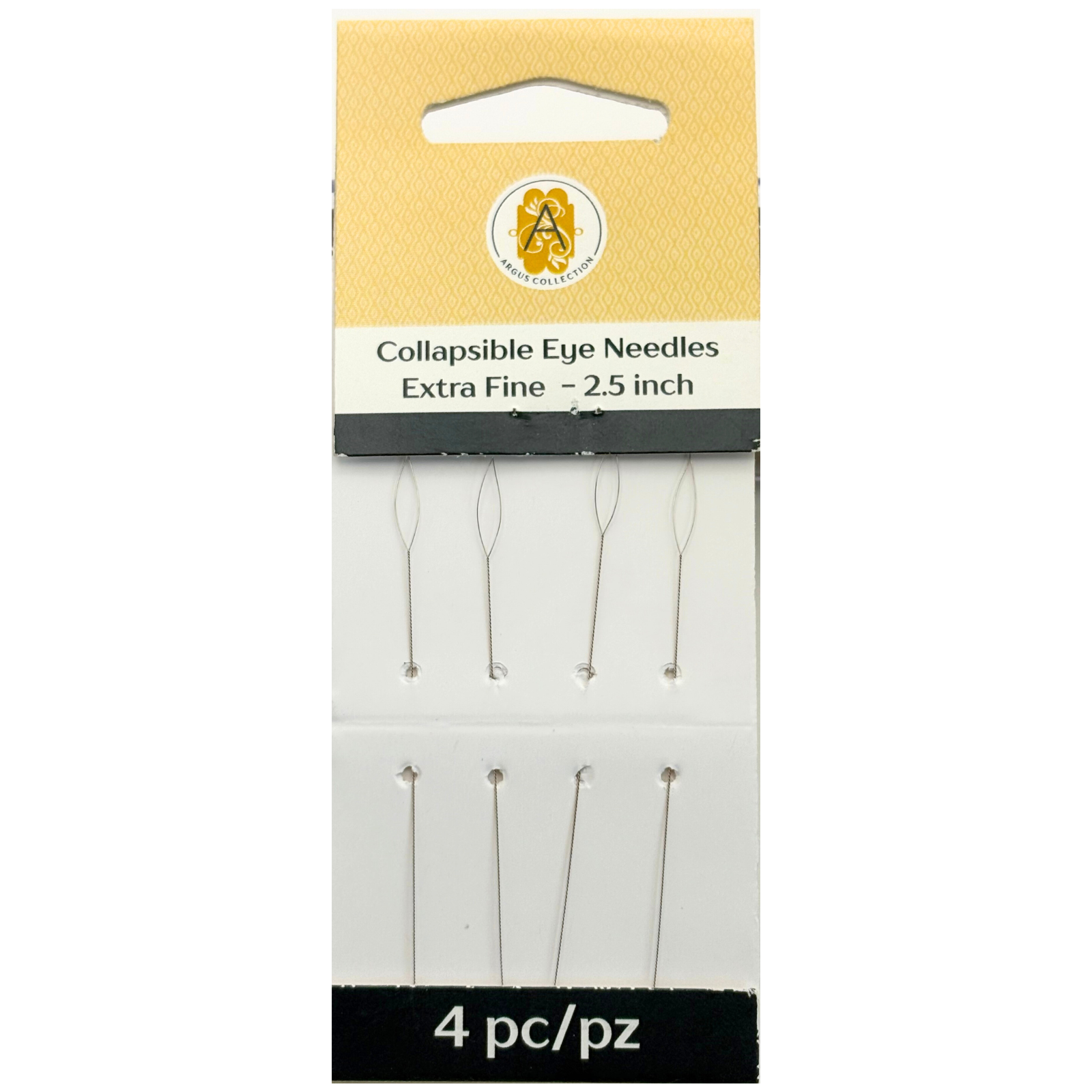Argus Collapsible Eye Needles, 6.4mm (2.5"), 4 Pack