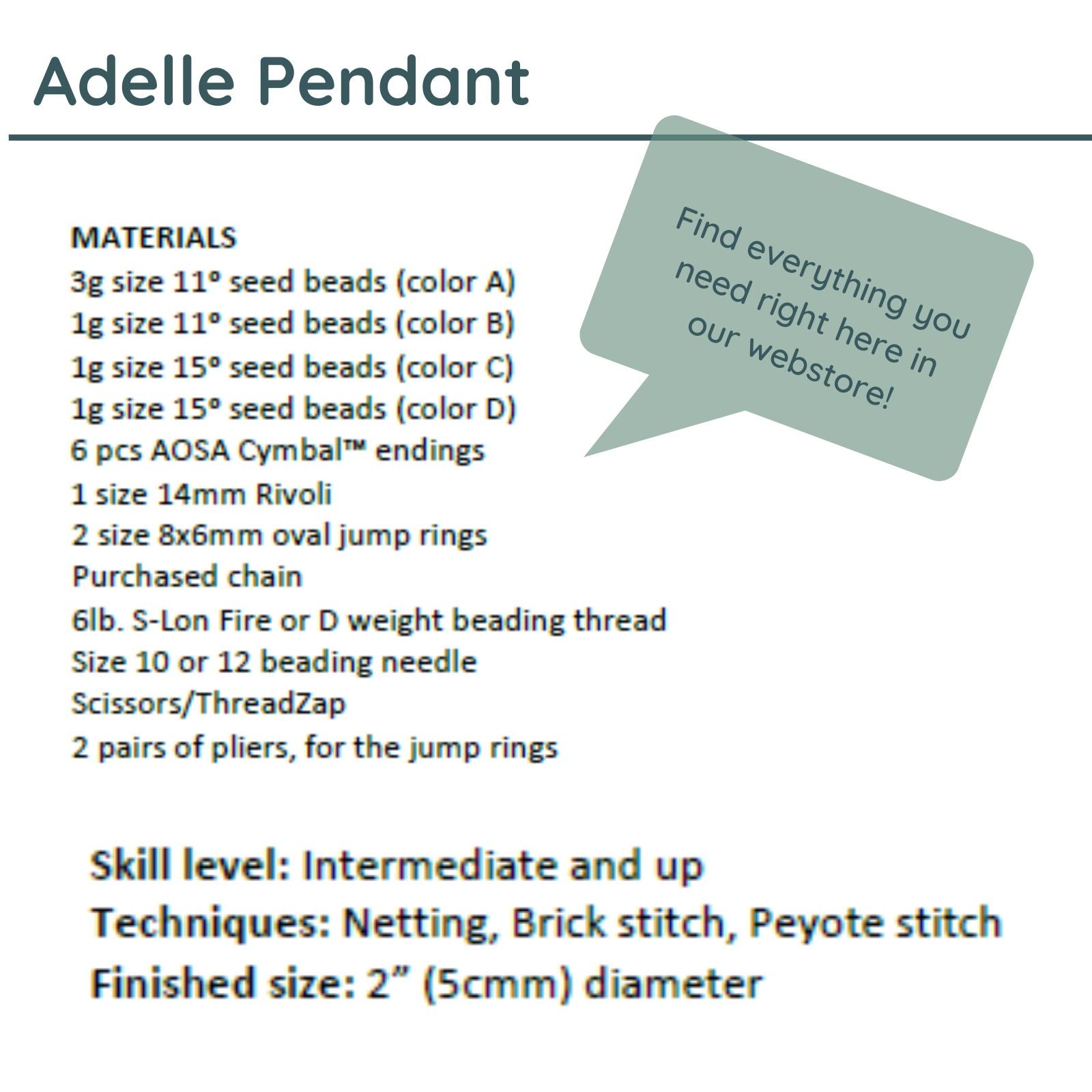 Adelle Pendant Pattern by Carolyn Cave