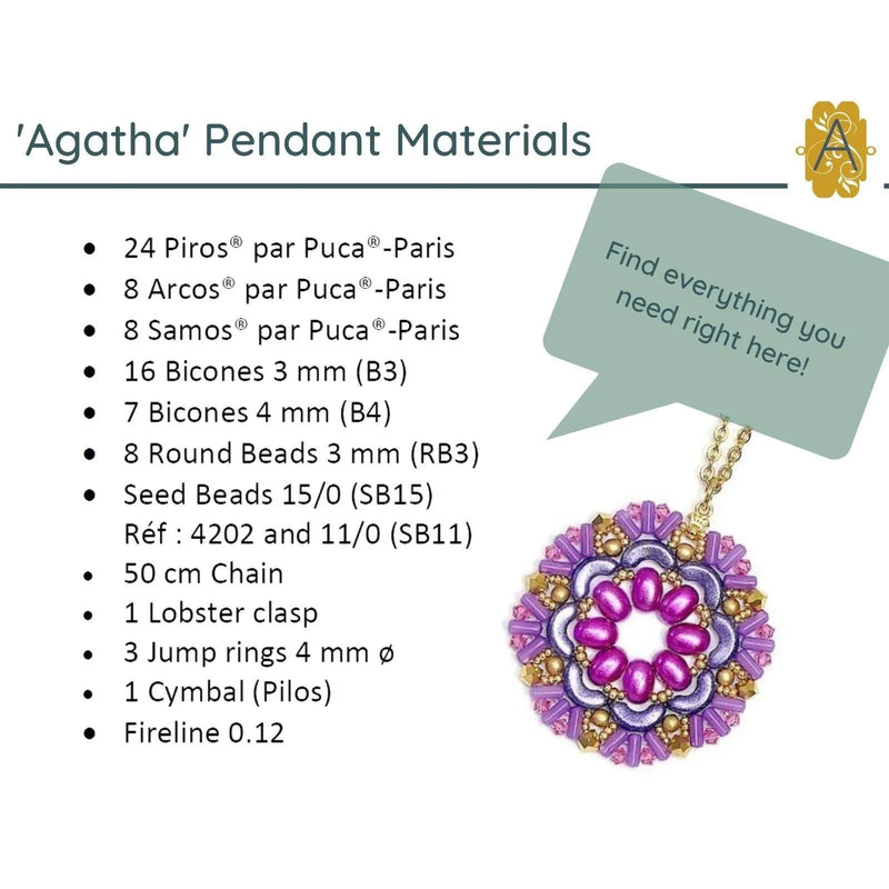 Agatha Pendant Pattern par Puca - The Argus Collection