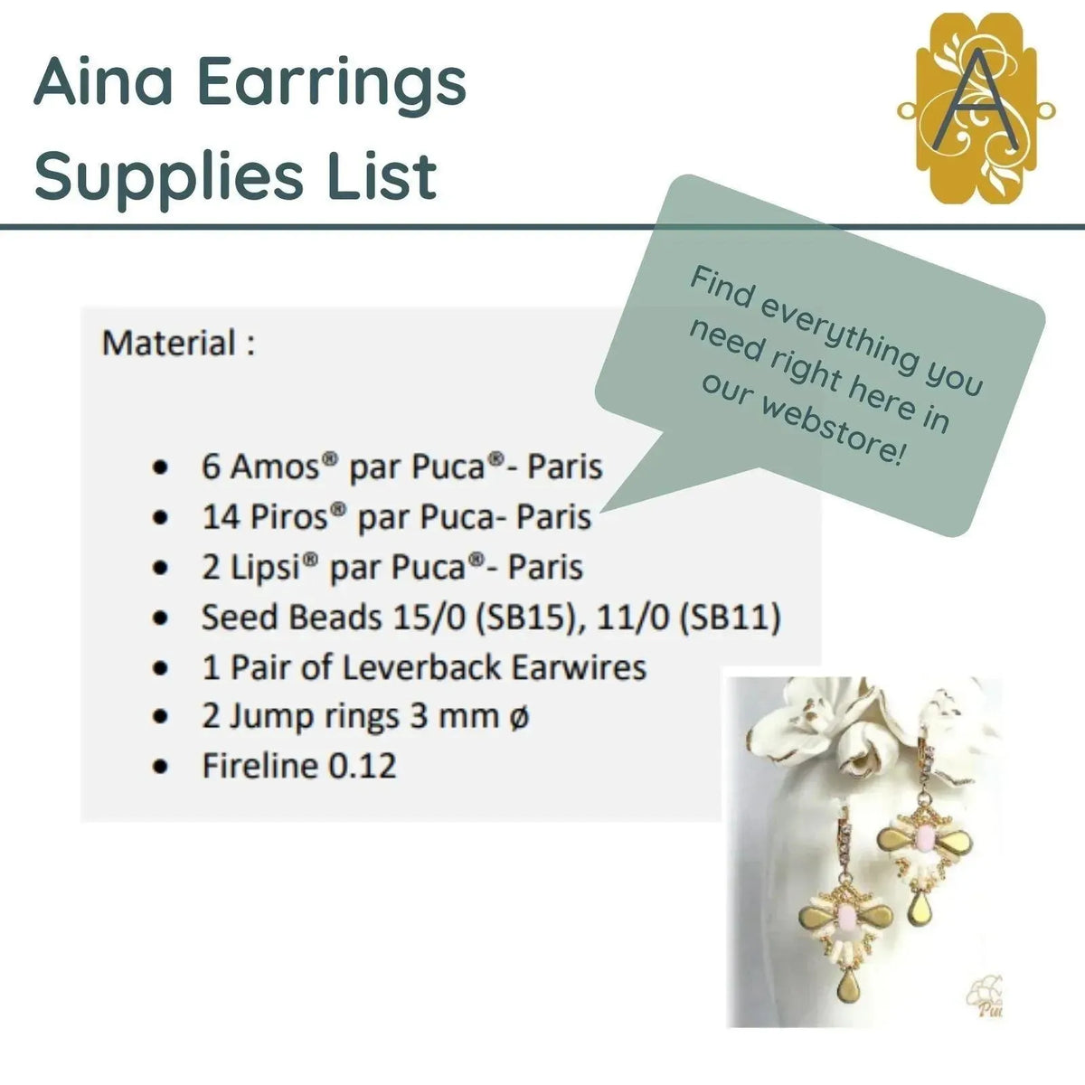 Aina Earrings Pattern Par Puca - The Argus Collection