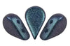 2-Hole Amos beads in Polynesian Blue on a white background. -The Argus Collection