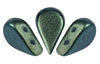 2-Hole Amos beads in Polynesian emerald green on a white background. -The Argus Collection