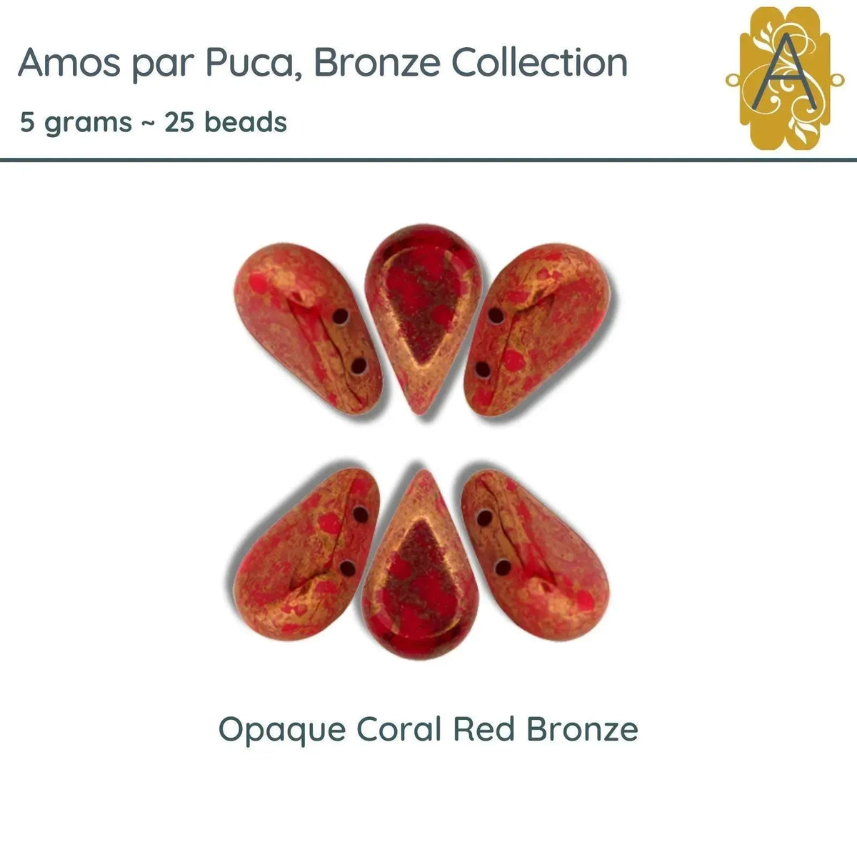 Amos par Puca, 5 grams, in an Opaque Coral Red Bronze Color - The Argus Collection