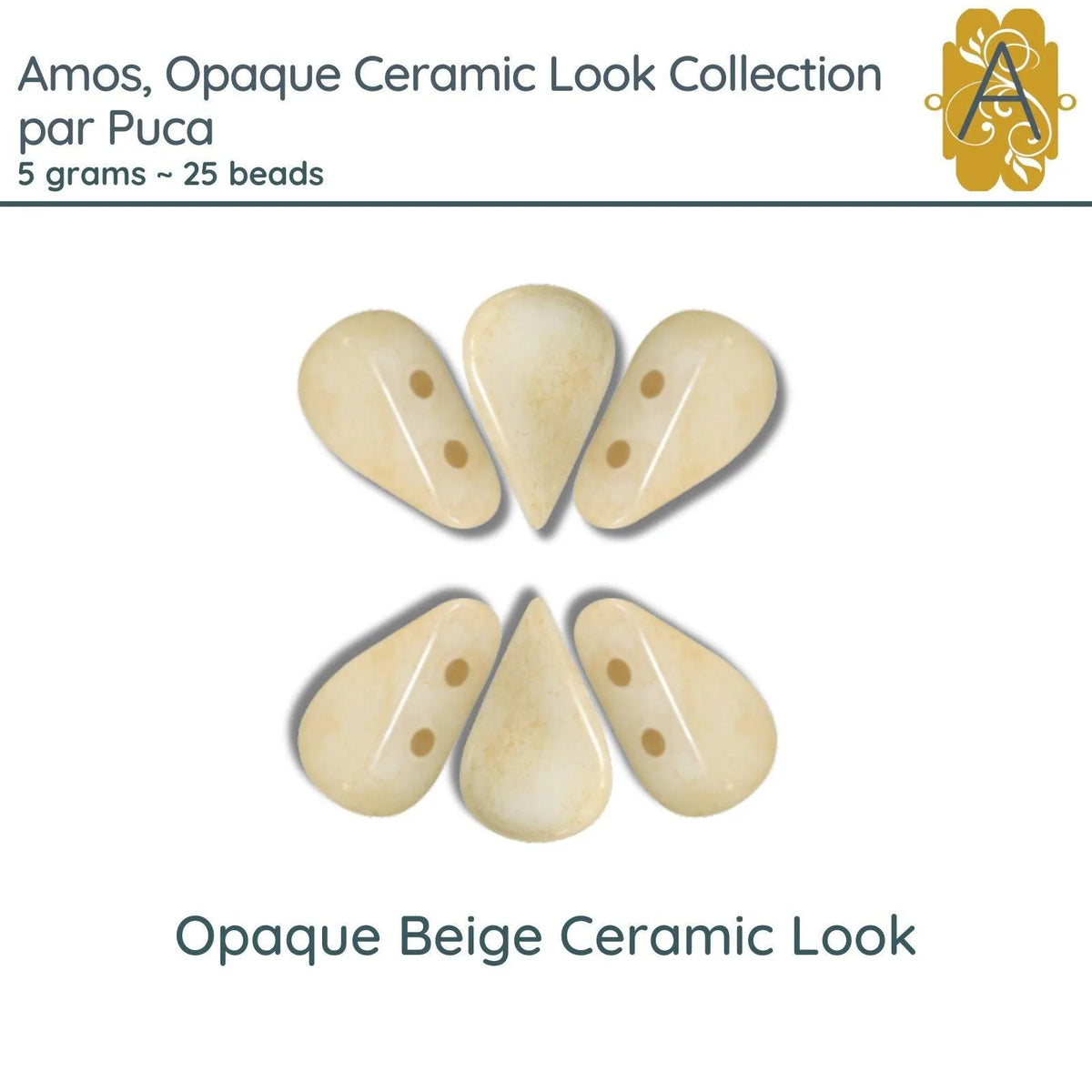 Amos par Puca, 5grams, in an Opaque Beige Ceramic Look - The Argus Collection