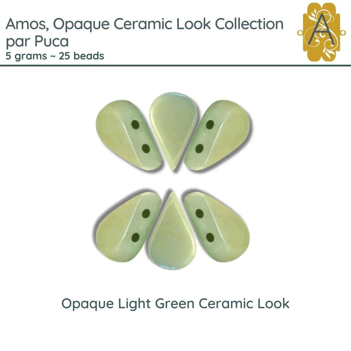 Amos par Puca, 5grams, in an Opaque Light Green Ceramic Look - The Argus Collection