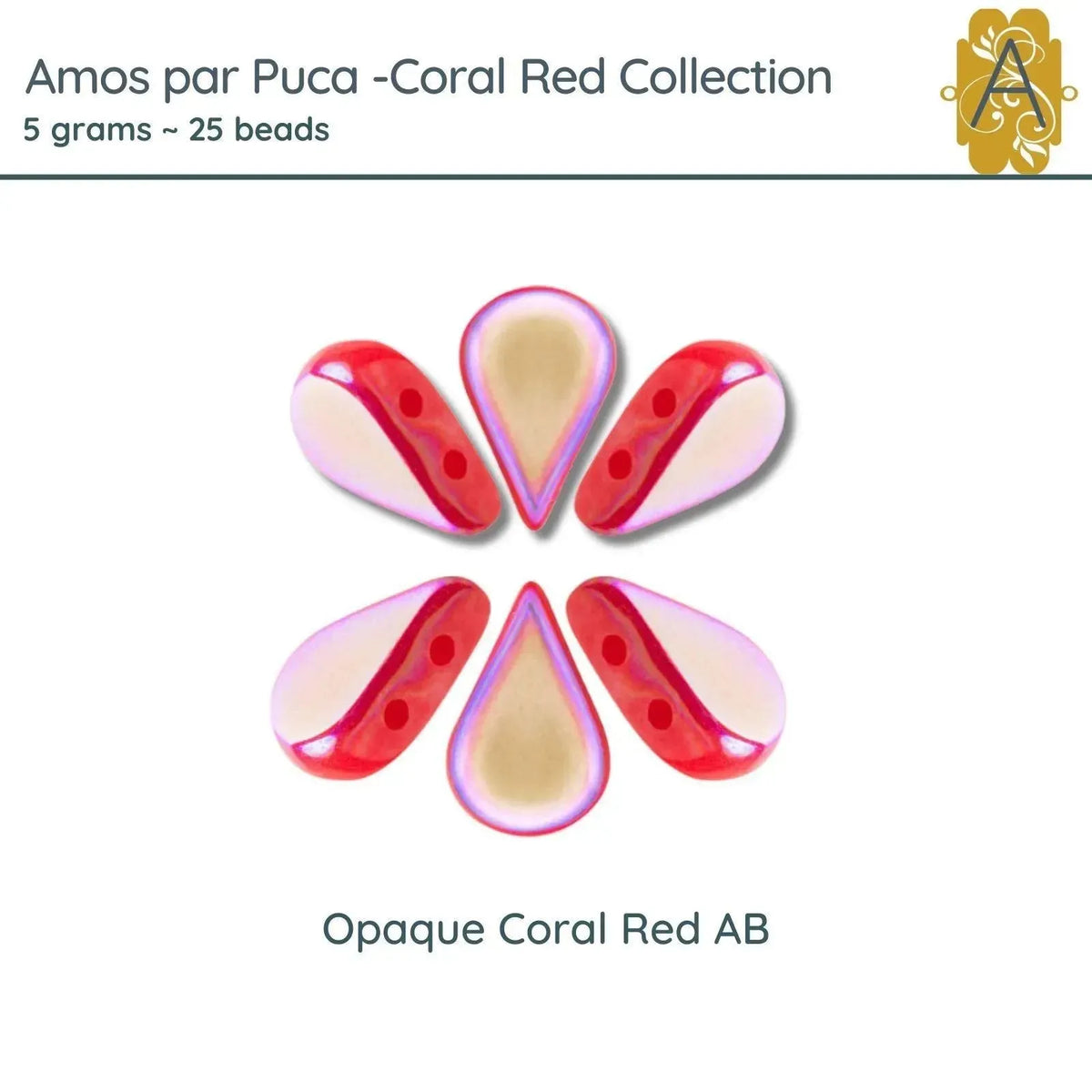 Amos par Puca, 5 grams, in an Opaque Coral Red AB  - The Argus Collection