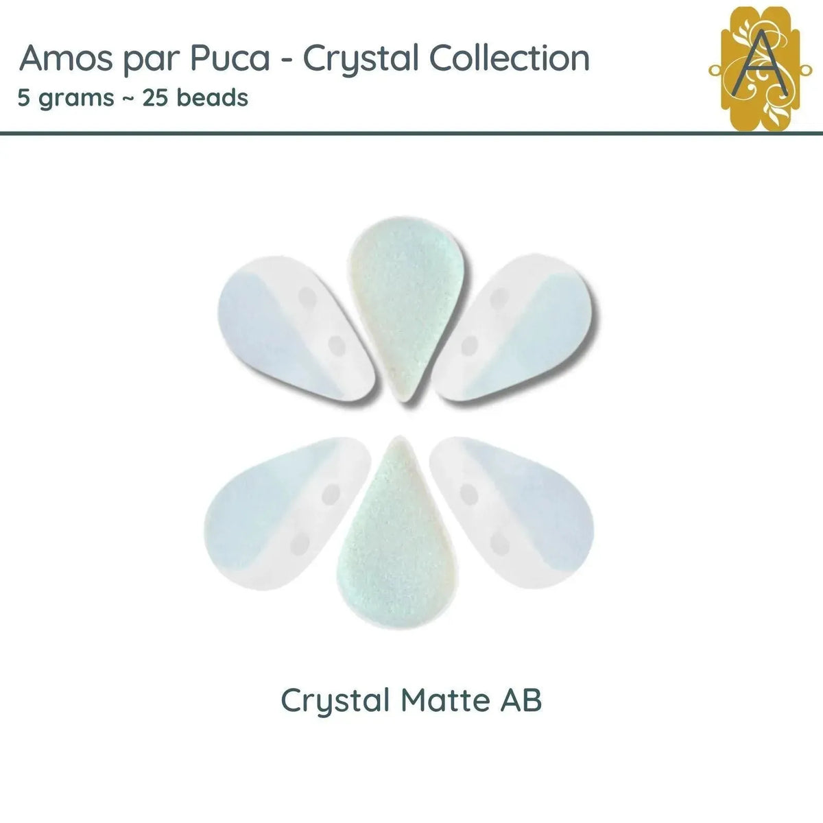 Amos par Puca Beads, 5grams in a Crystal Matte AB Color - The Argus Collection

