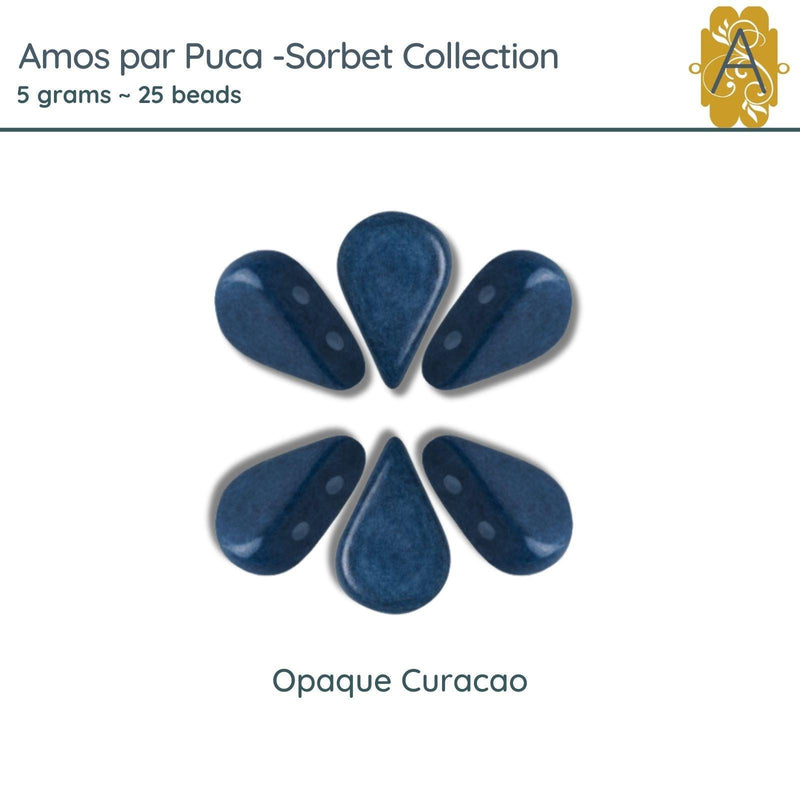 Amos par Puca Beads, 5grams in an Opaque Curacao Blue Color - The Argus Collection