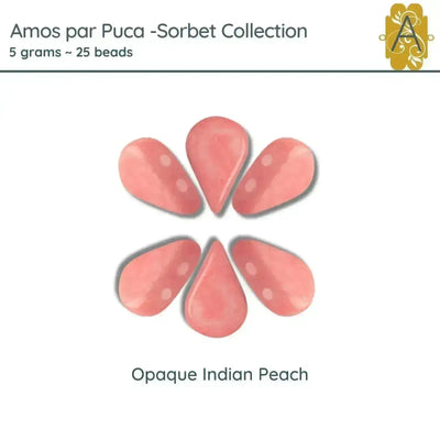 Amos par Puca Beads, 5grams in an Opaque Indian Peach Color - The Argus Collection