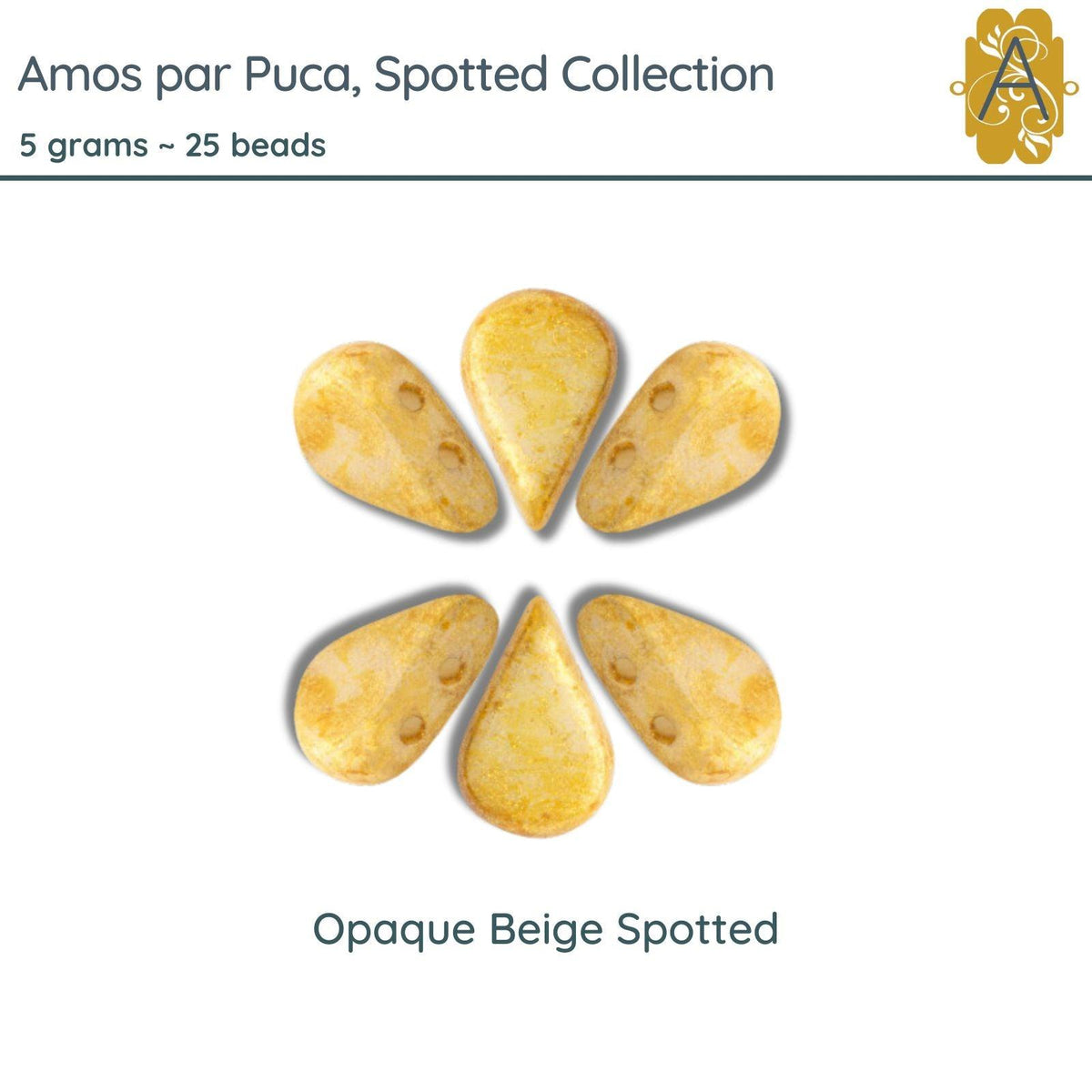 Amos par Puca Beads, 5grams in Opaque Spotted Beige - The Argus Collection