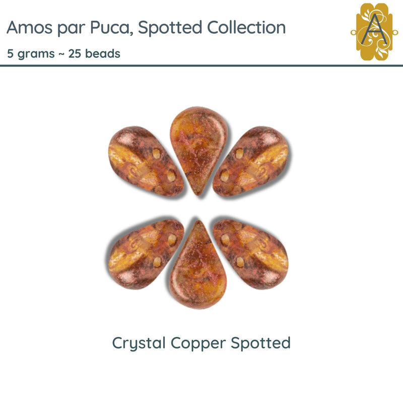 Amos par Puca Beads, 5grams in Crystal Copper Spotted Color - The Argus Collection