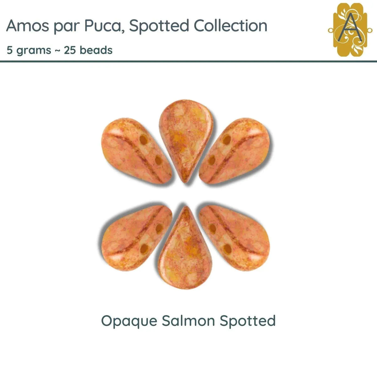 Amos par Puca Beads, 5grams in Opaque Spotted Salmon - The Argus Collection