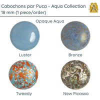 Cabochon par Puca, 18mm, Aqua Collection, 4 Finishes - The Argus Collection