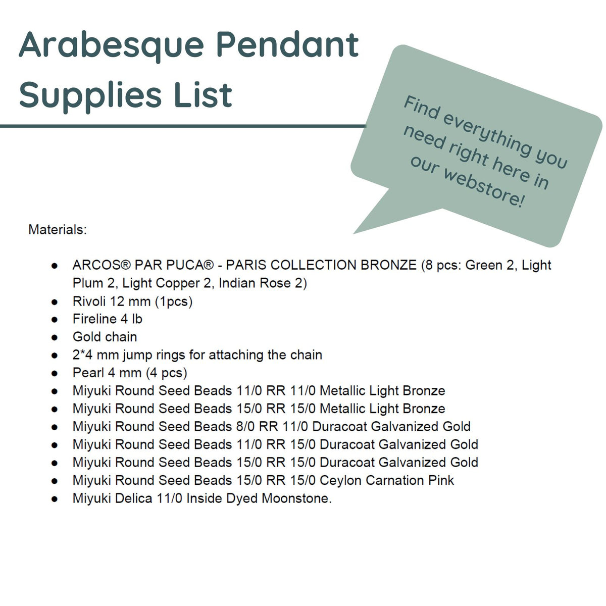 Arabesque Pendant Pattern by Angel Accessories