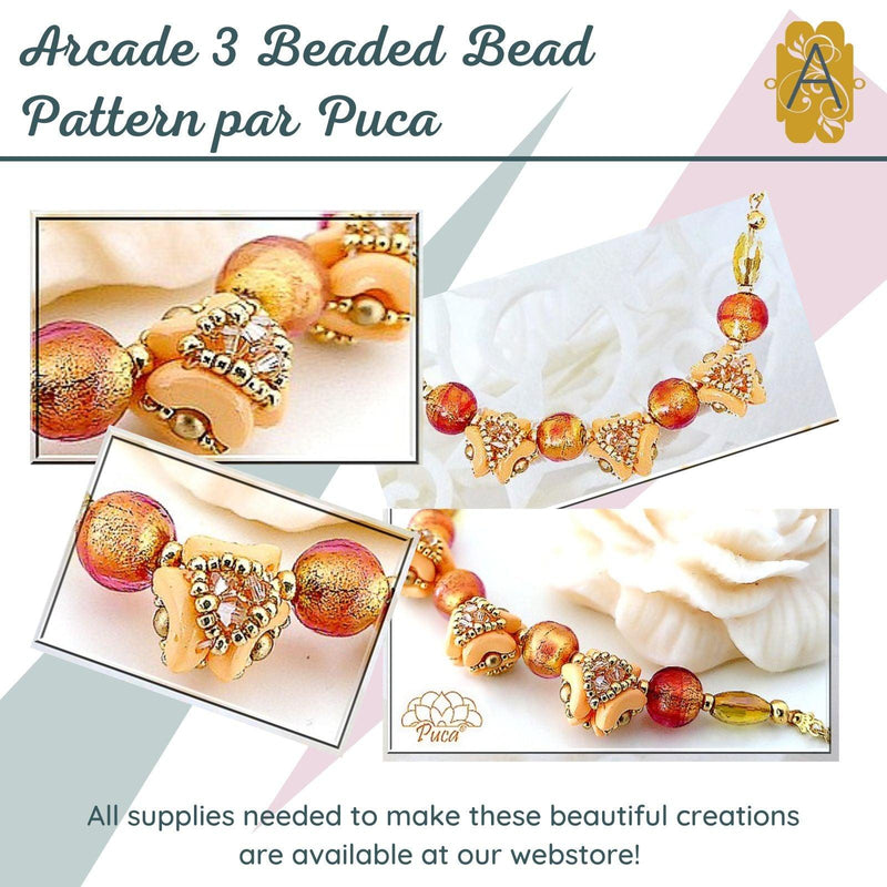 Arcade 3 Beaded Bead and Necklace Pattern par Puca - The Argus Collection