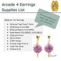 Materials Required for the Arcade 4 Beaded Bead and Earrings Pattern par Puca - The Argus Collection